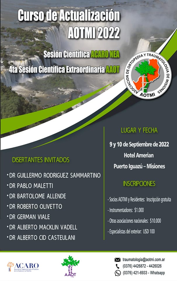 Curso de Actualización AOTMI-9 y 10 de septiembre de 2022, Puerto lguazú, Misiones